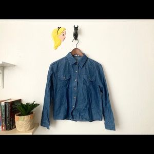 SOLD Button Front Denim Blouse